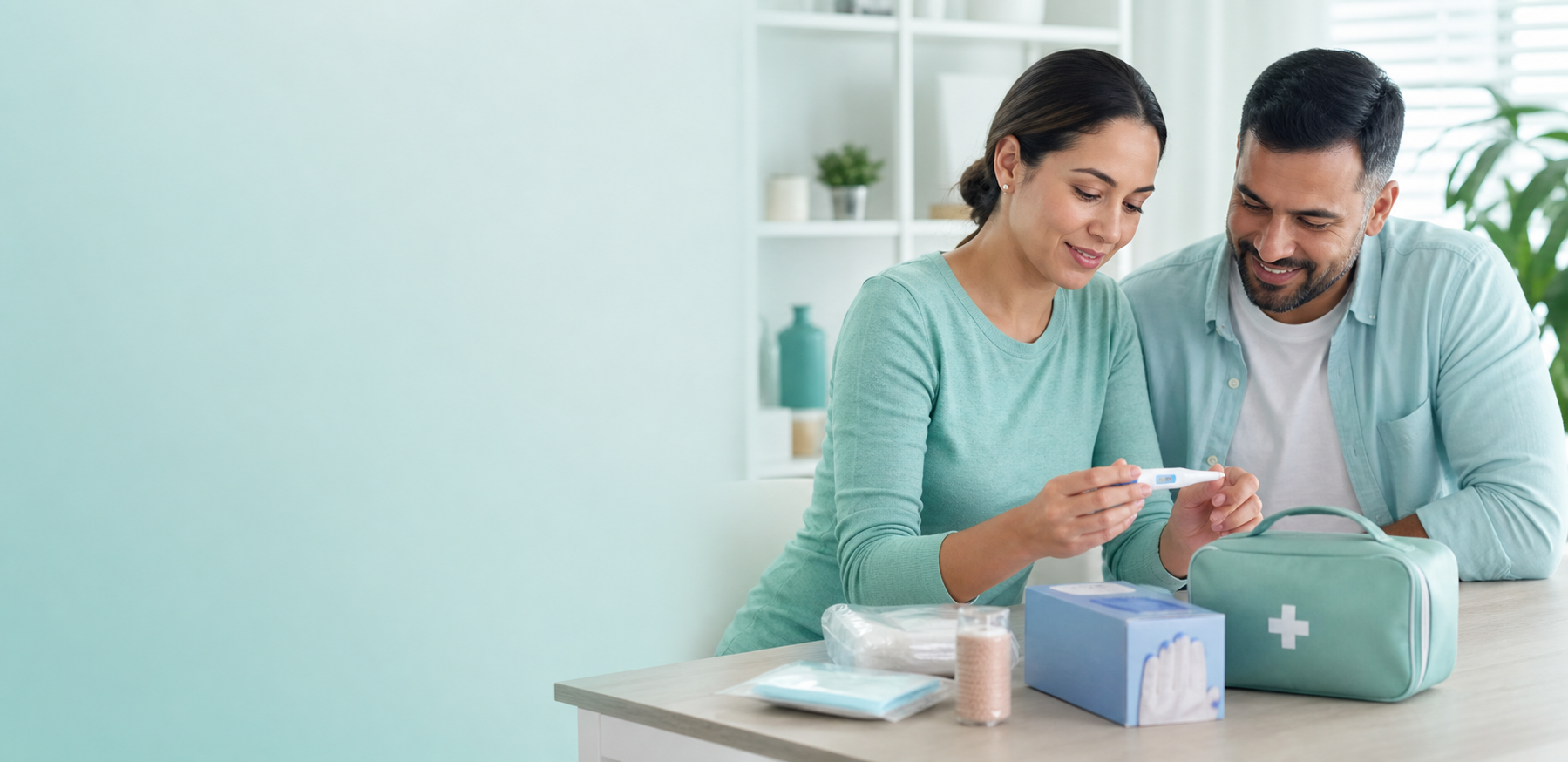People reviewing everyday healthcare supplies at home